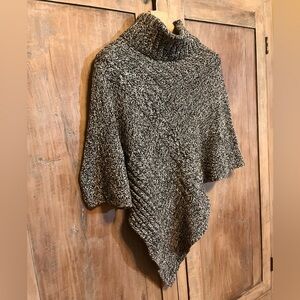 SONOMA SLEEVELESS Pullover Poncho Sweater Heather Gray/White Size XL